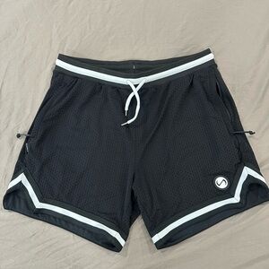 Men's Black and White Athletic Mesh Shorts